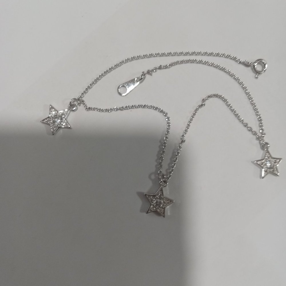 Anklet Bracelet 925 Sterling Silver Stars CZ NWT
